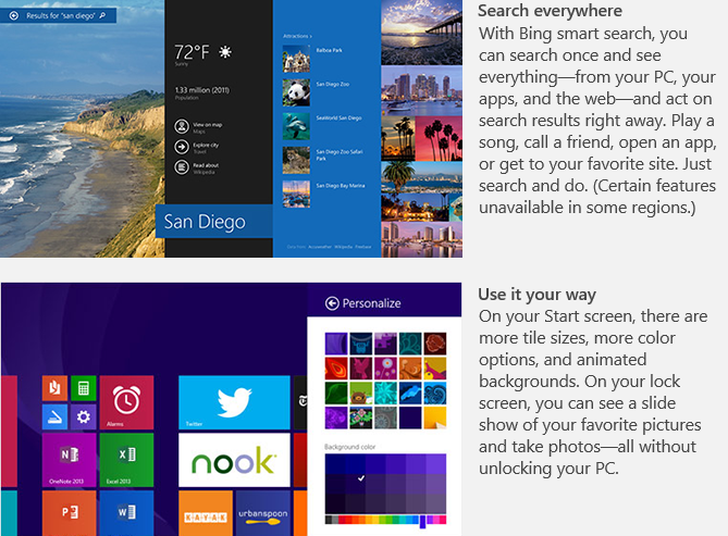 Microsoft Windows 8.1 search features